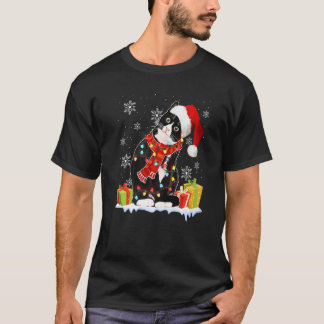 T-shirt Chapeau de Santa Chat Noir Lumières de Noël  Xmas 