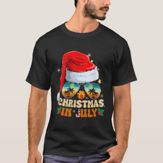T-shirt Chapeau de Santa Lunettes de soleil Plage Noël en 