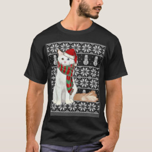 T-shirt Chapeau de Santa Noël Chat Van Turc Noël dégueu