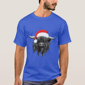 T-shirt Chapeau de Santa Noël de vache des Highlands écoss