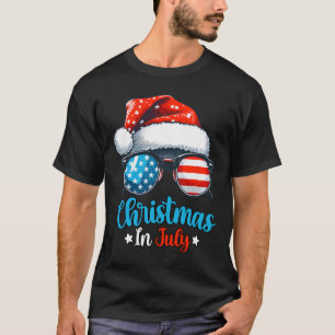 T-shirt Chapeau de Santa Noël en Juillet Lunettes Usa Drap