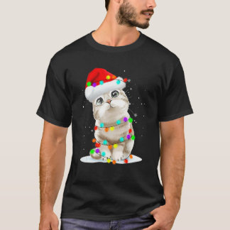 T-shirt Chapeau de Santa pour chat de Noël pour hommes fem