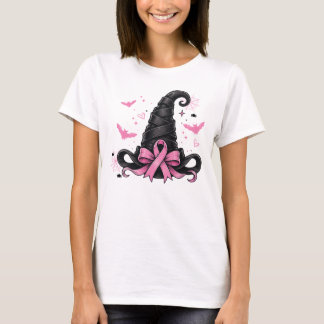 T-shirt Chapeau de sorcière à ruban rose pour la sensibili