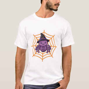 T-shirt Chapeau de sorcière d'araignée mignonne Art Hallow