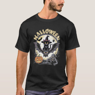 T-shirt Chapeau de sorcière de chat noir d'Halloween effra