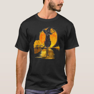 T-shirt Chapeau de sorcière de chat noir effrayant Hallowe