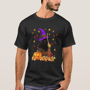 T-shirt Chapeau de sorcière de chat noir effrayant Hallowe