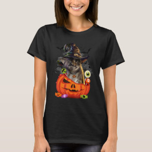T-shirt Chapeau de sorcière de chat noir Halloween Citroui