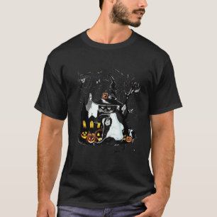 T-shirt Chapeau de sorcière de chat noir Halloween effraya