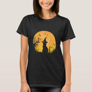 T-shirt Chapeau de sorcière de chat noir Halloween effraya