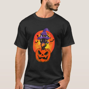 T-shirt Chapeau de sorcière de chat noir Halloween mignon