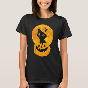 T-shirt Chapeau de sorcière de chat noir Halloween mignon