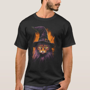 T-shirt Chapeau de sorcière de chat noir Halloween Minou e