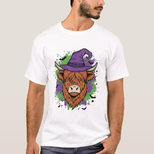 T-shirt Chapeau de sorcière de vache des Highlands Hallowe