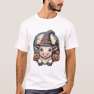 T-shirt Chapeau de sorcière de veau Halloween mignon Gravu