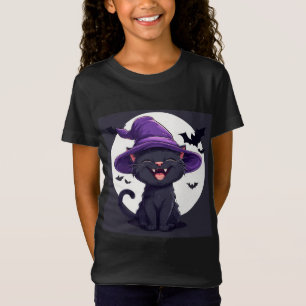 T-Shirt Chapeau de sorcière en forme de chat noir Hallowee
