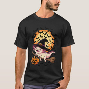 T-shirt Chapeau de sorcière Halloween Axolotl et balai Cit