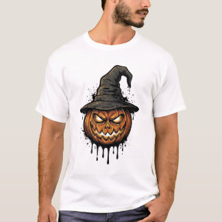 T-shirt Chapeau De Sorcière Vintage Citrouille Graphique H