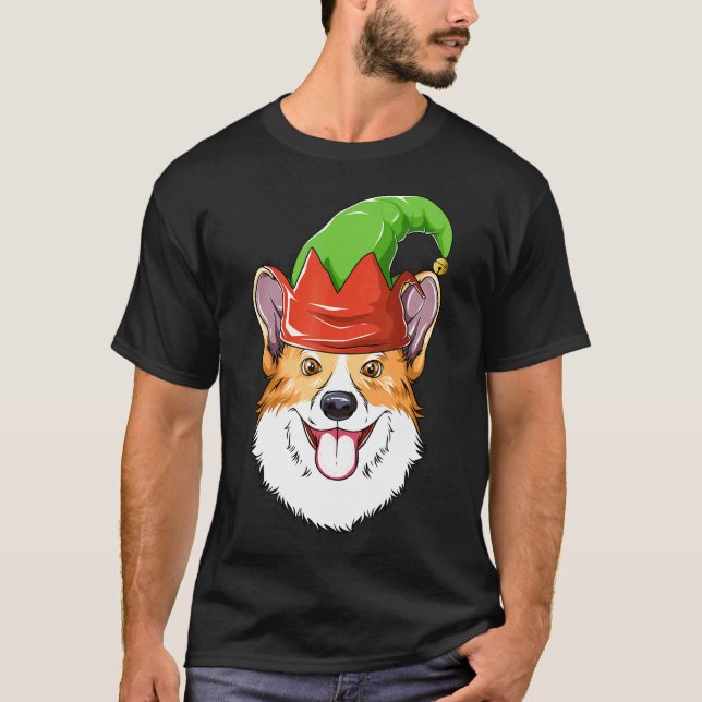 T-shirt Chapeau d'elfe Corgi Noël Corgi   (Devant)