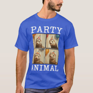 T-shirt Chapeau drôle d'animal de fête Tête de furet Anniv