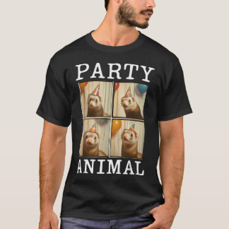 T-shirt Chapeau drôle d'animal de fête visage de furet ann