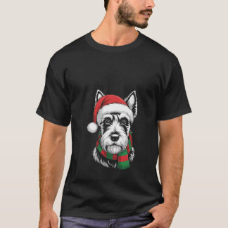 T-shirt Chapeau écharpe de Noël Santa pour femme chien Ter