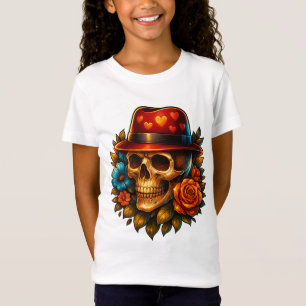 T-Shirt Chapeau gothique crâne et cœur pour enfants