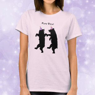T-shirt Chapeau rayé de fête dansante d'ours noirs sourian
