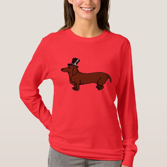 T-shirt Chapeau supérieur Brown Dachshund (Devant)
