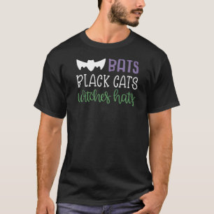 T-shirt Chapeaux de sorcières Chats noirs Chauves-souris d