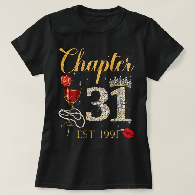 T-shirt Chapitre 31 Années EST 1991 31e anniversaire Red R (Design devant)