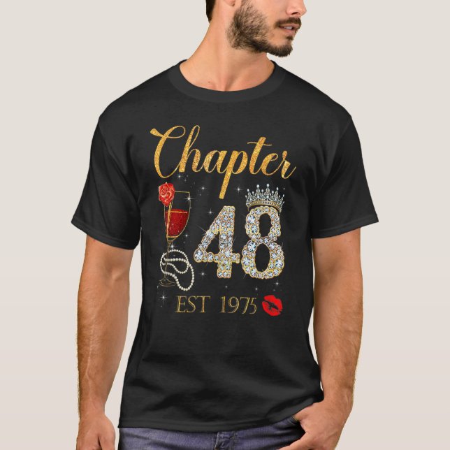 T-shirt Chapitre 48 Années EST 1975 48e Anniversaire Red R (Devant)