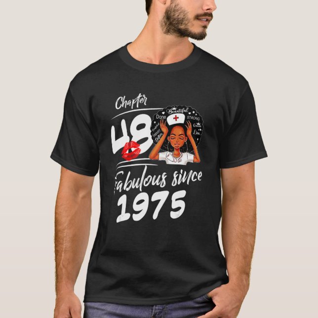 T-shirt Chapitre 48 Fabuleux depuis 1975 Black Girl Birthd (Devant)
