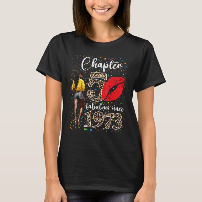 T-shirt Chapitre 50 Fabuleux depuis 1973 Black Girl Birthd (Devant)