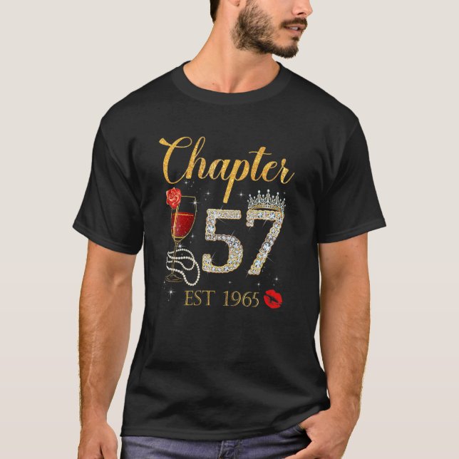 T-shirt Chapitre 57 Years EST 1965 57Th Birthday Red Rose  (Devant)