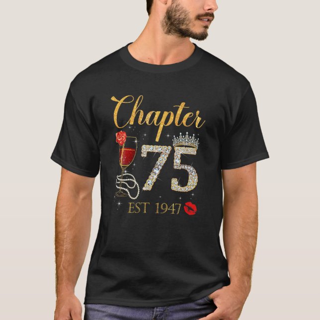 T-shirt Chapter 75 Years EST 1947 75Th Birthday Red Rose W (Devant)