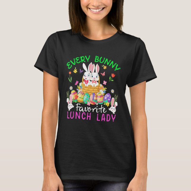 T-shirt Chaque Bunny Favori Lunch Lady Deux Bunnies Avec E (Devant)