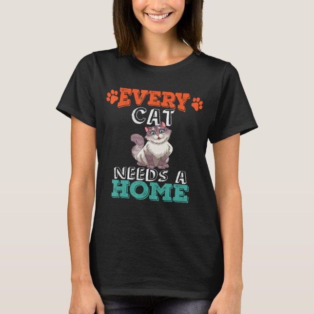 T-shirt Chaque chat a besoin d'un chat de sécurité à domic (Devant)