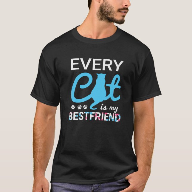 T-shirt Chaque chat est mon meilleur ami - Drôle de chat (Devant)