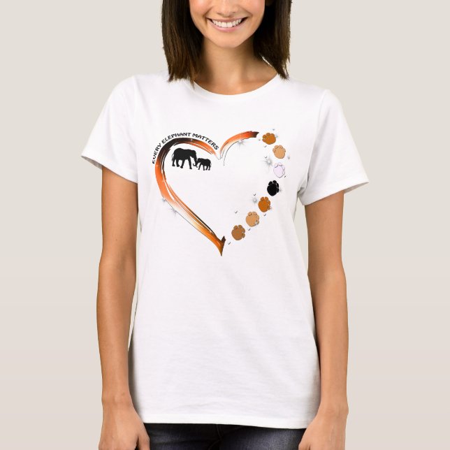 T-shirt Chaque éléphant compte Golden Heart Elephant Paws (Devant)