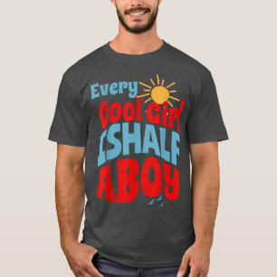 T-shirt Chaque Fille Cool Est Une Demi-Garçon Mignonne Rét