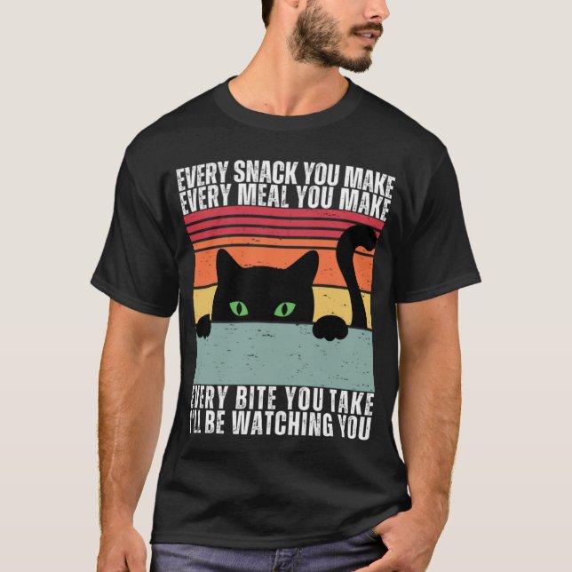 T-shirt Chaque Friandise Que Vous Faites Mignon Chat Noir  (Devant)