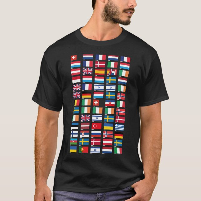 T-shirt Chaque gagnant du concours Eurovision de la chanso (Devant)