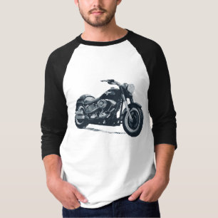T-shirt Chaque garçon aime une moto américaine Fat Blue