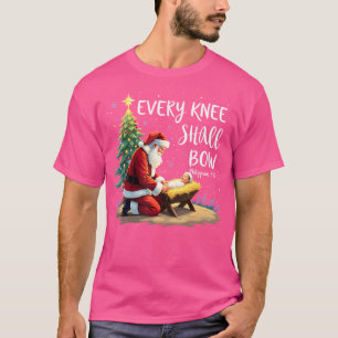 T-shirt Chaque Genou Bow Jésus Christian Père Noël Xmas Ch