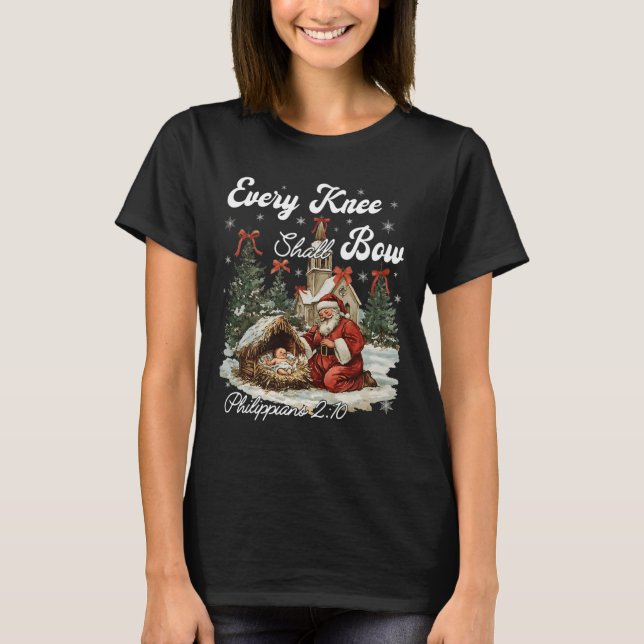 T-shirt Chaque genou Bow Noël chrétien (Devant)