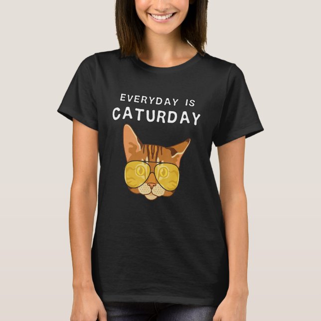 T-shirt Chaque jour est Caturday  Hipster Chat Maman (Devant)
