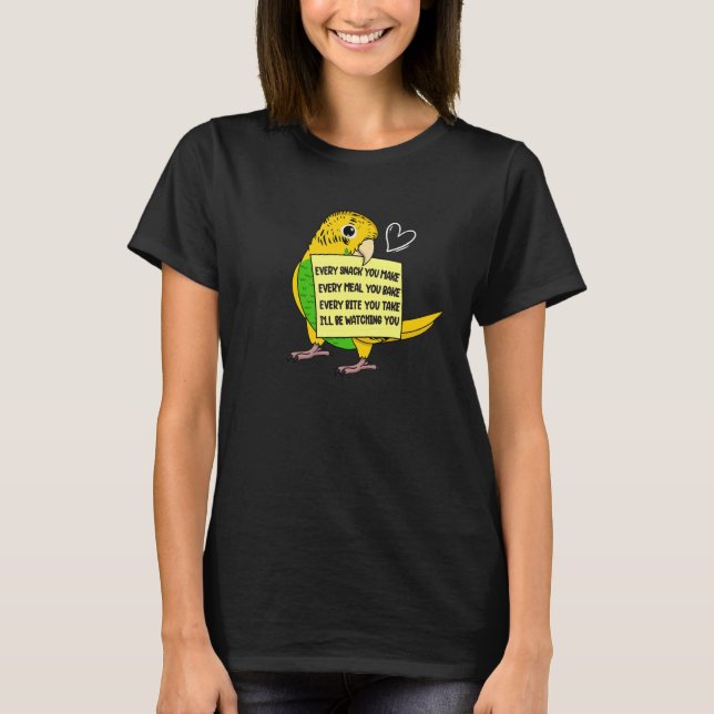 T-shirt Chaque Snack ou Bite I Yellow Budgie Budgeriga (Devant)