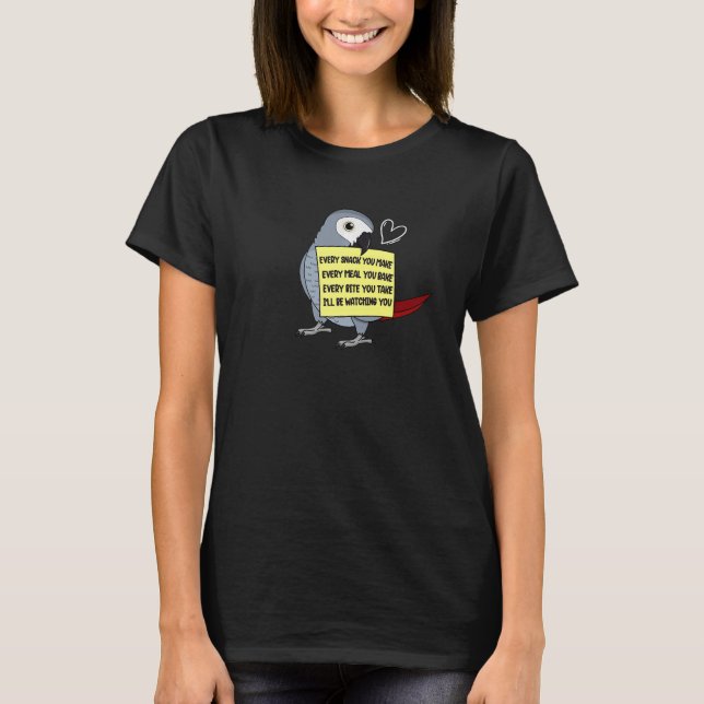 T-shirt Chaque Snack Repas ou Bite I African Grey Parrot (Devant)