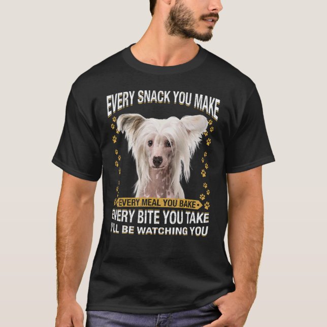 T-shirt Chaque Snack Vous Faites Chinois Crested Chien Mam (Devant)